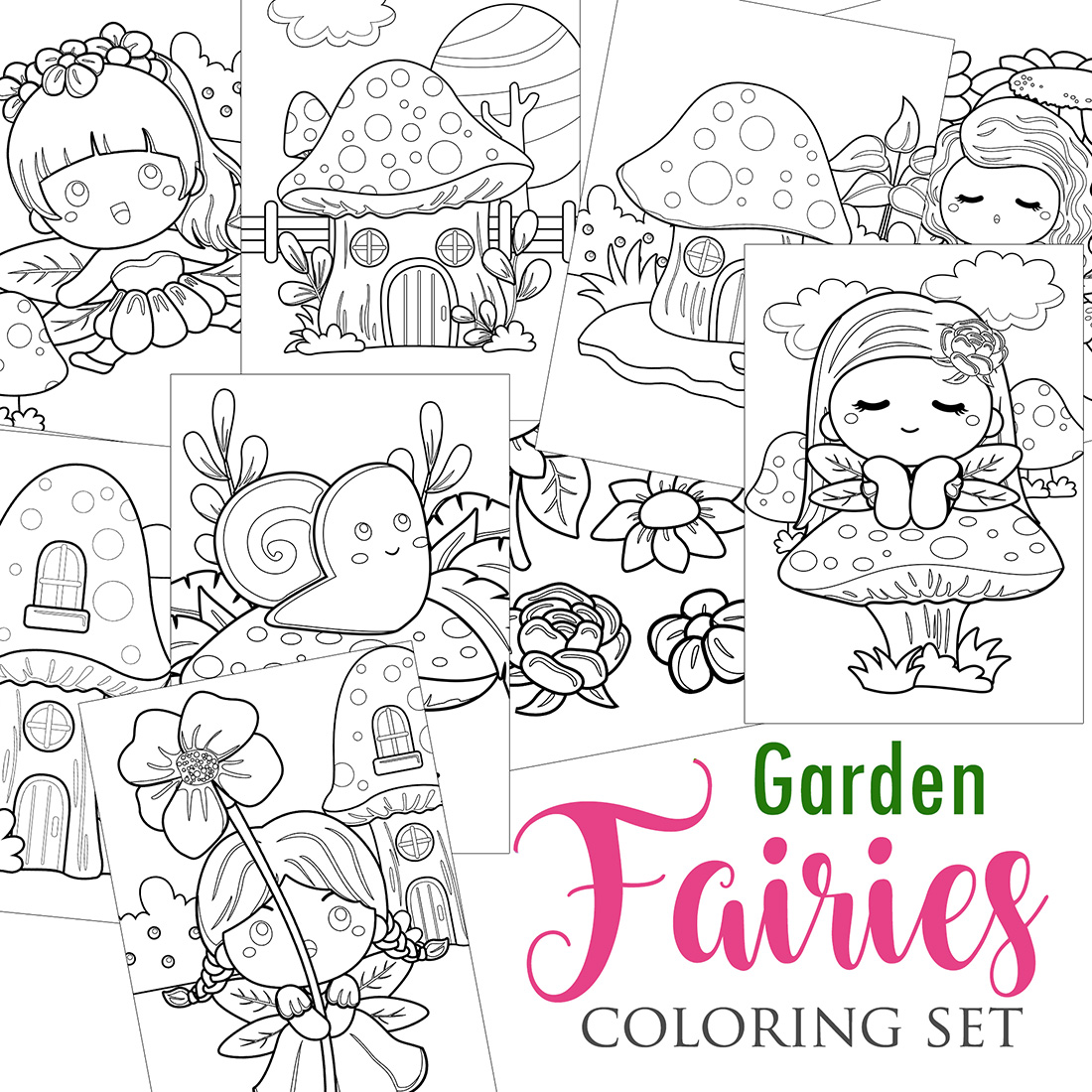 Garden fairies spring fairy angel wings coloring pages activity for kids and adult