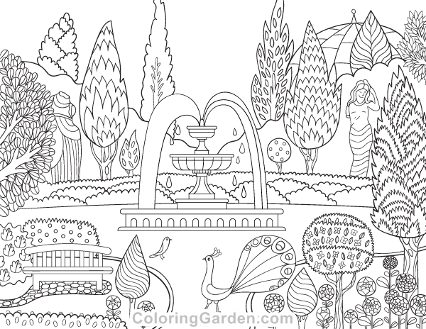 Victorian garden adult coloring page