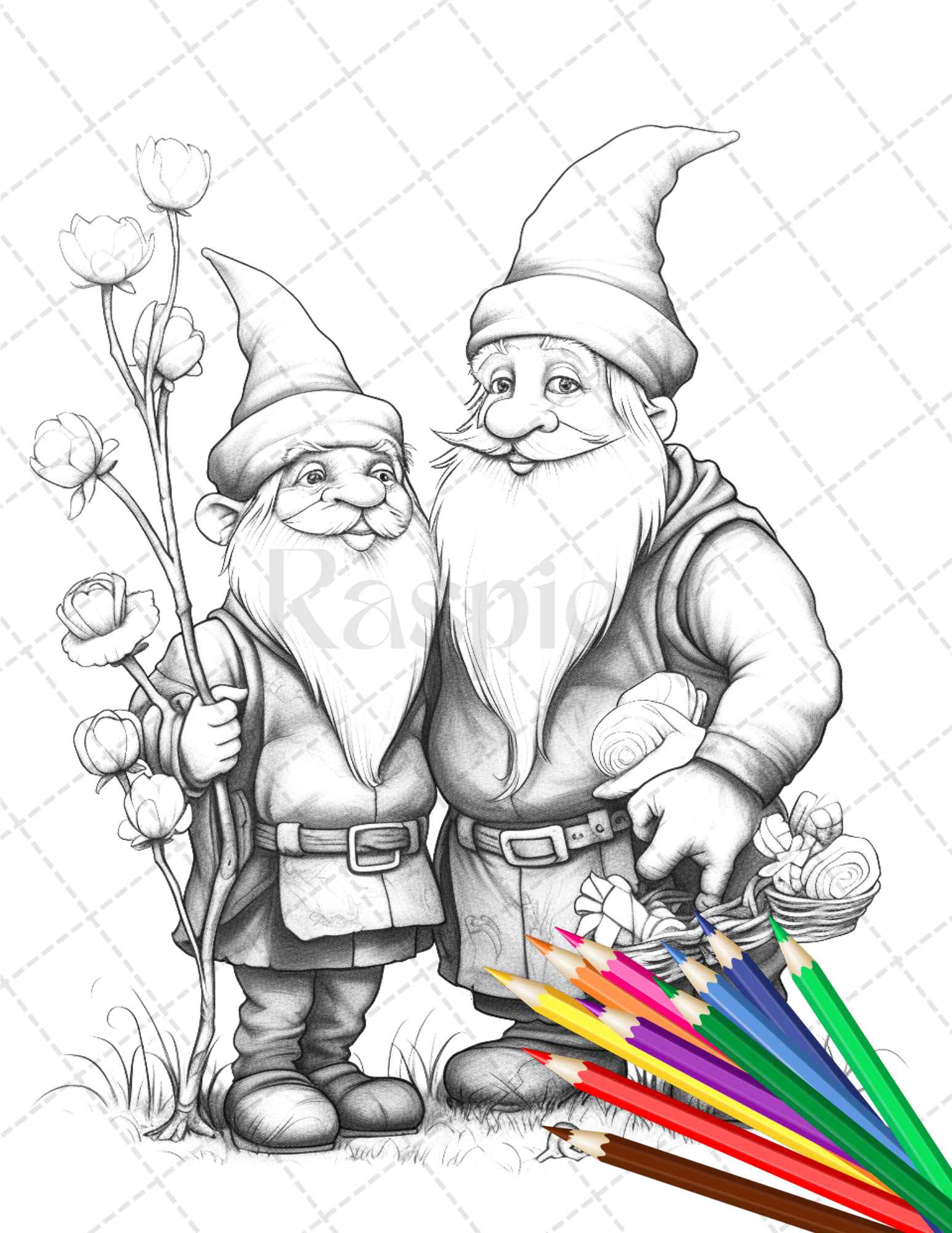 Gnome love coloring pages printable for adults grayscale coloring â coloring