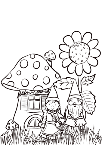 Garden gnomes family coloring page free printable coloring pages