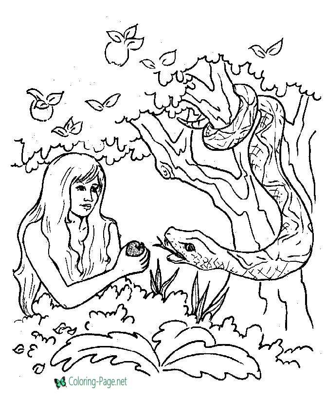 Printable garden of eden bible coloring page