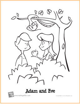Adam and eve garden of eden free printable coloring page
