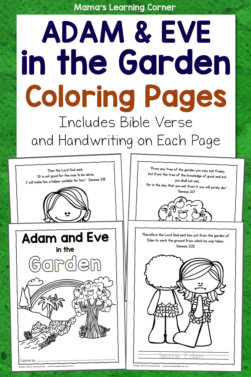 Adam and eve in the garden coloring pages