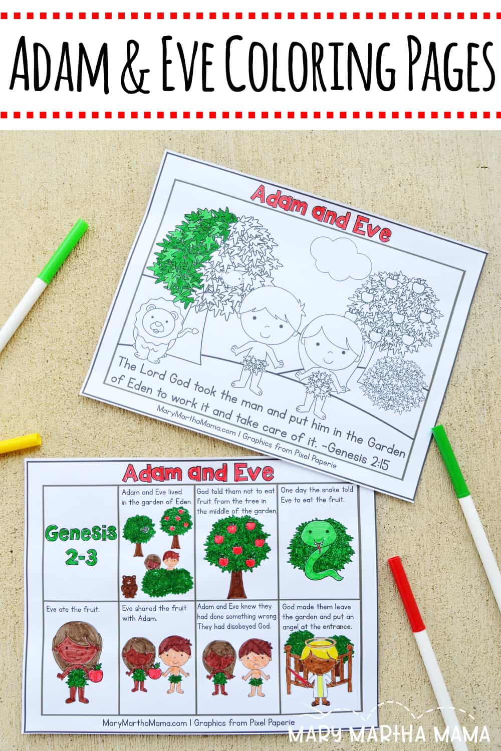 Adam and eve coloring pages â mary martha mama