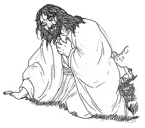 Jesus christ praying in the garden of gethsemane coloring page free printable coloring pages