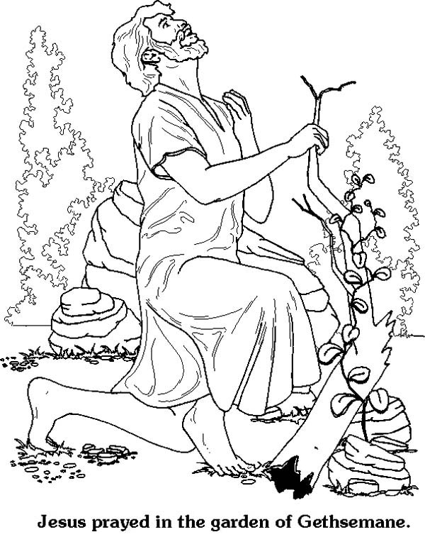 Jesus prayed in the garden of gethsemane in jesus resurrection coloring page