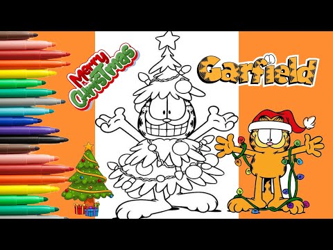 Coloring garfield in a festive christmas tree costume a fun and creative holiday activity