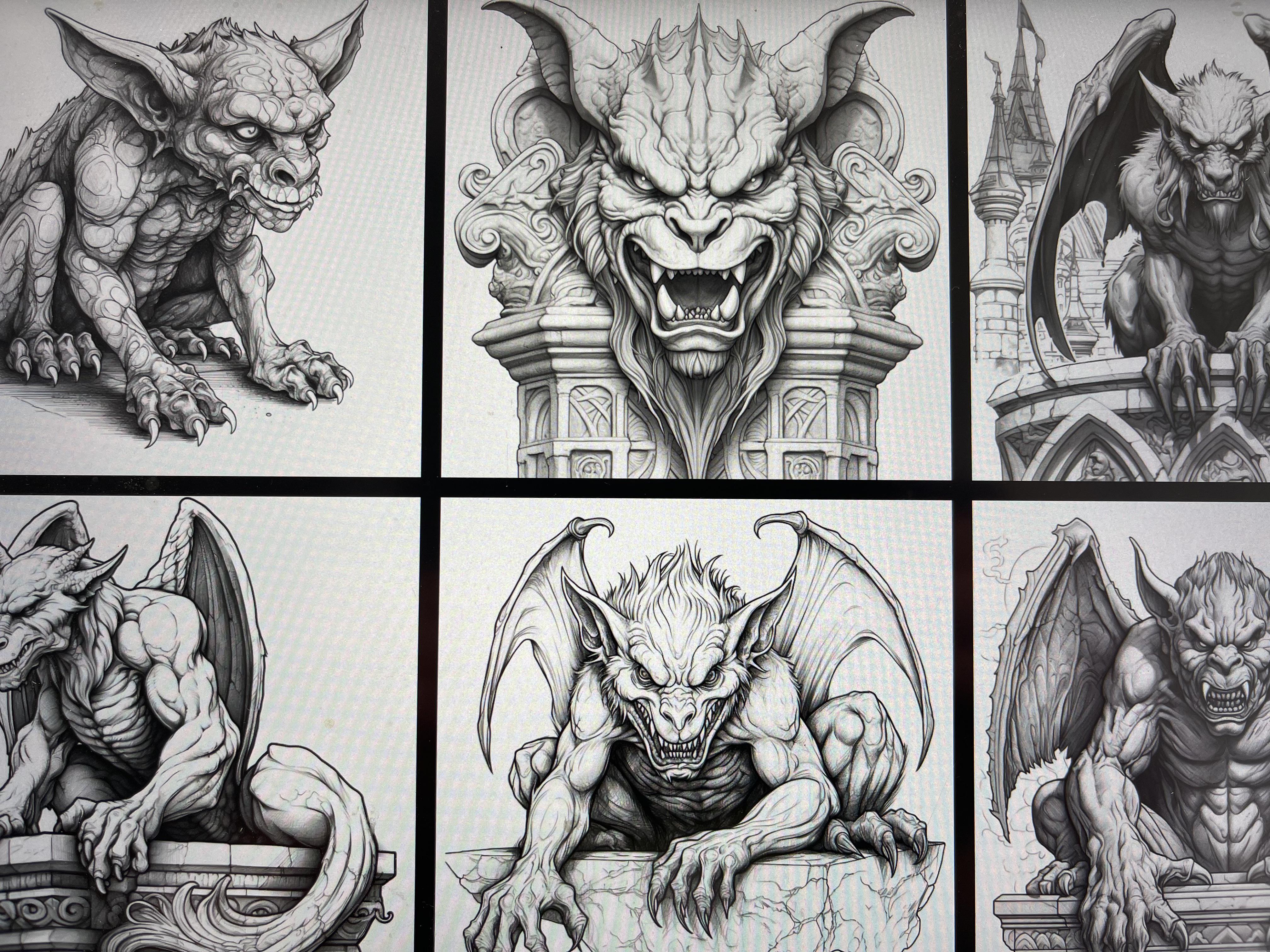 Gargoyles coloring book for adults â coloring pages of gargoyles images rcoloring