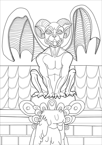 Gargoyle coloring page free printable coloring pages