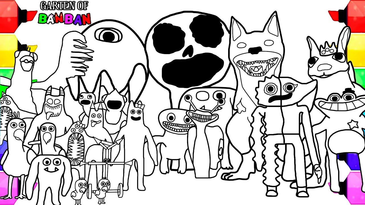 Garten of banban new coloring pages how to color all monsters from the game garten of banban cartoon coloring pages coloring pages color