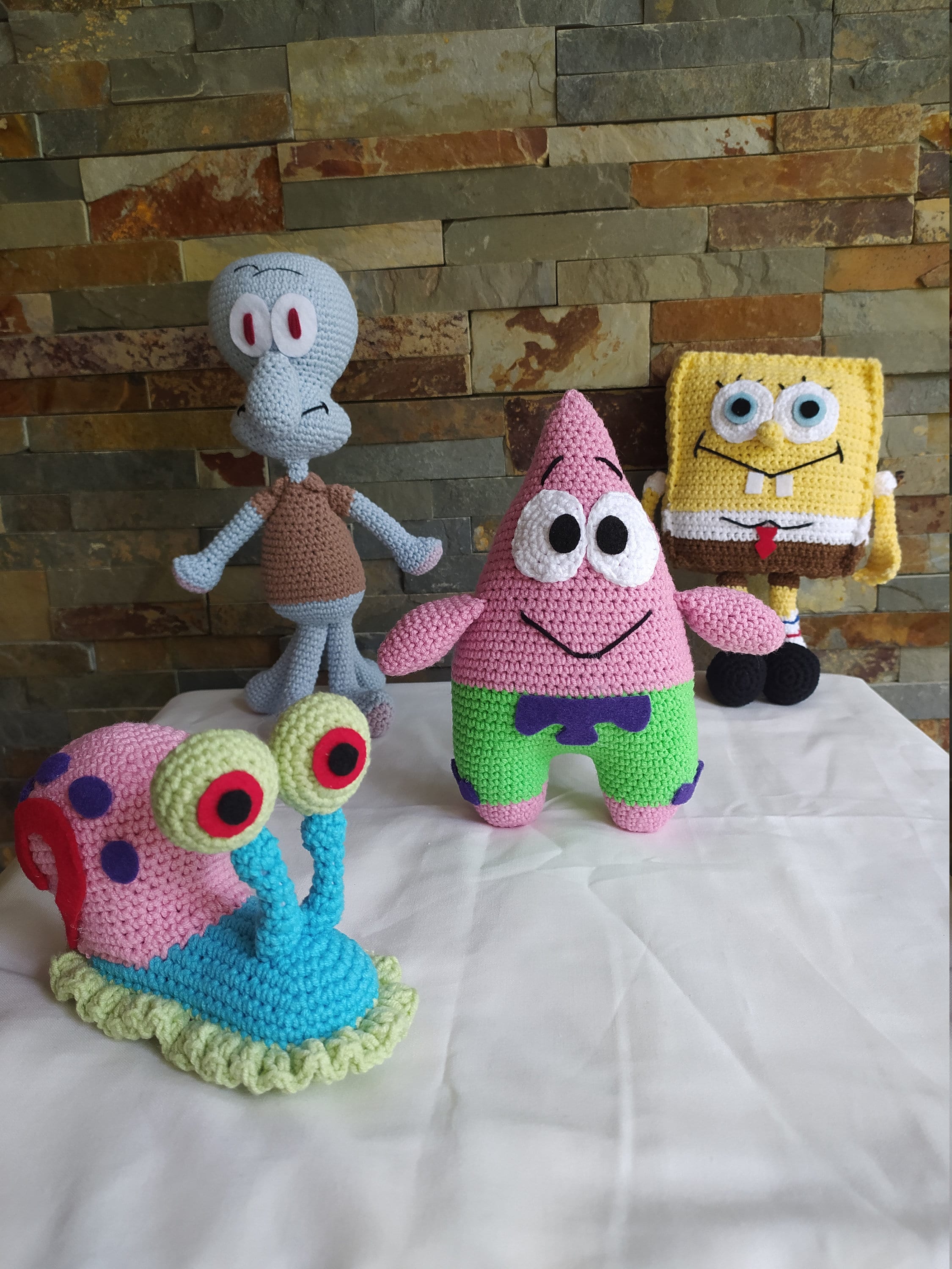 Bob esponja squarepants amigurumi bundle crochet peluche bob esponja gary el caracol patricio estrella calamardo felpa