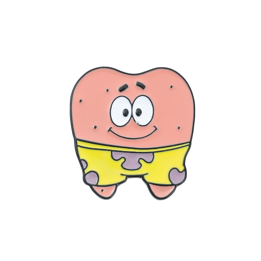 Cartoon spongebob squarepants enael brooch kawaii gary the snail patrick star teeth lapel pin for shirt jacket child toy gift