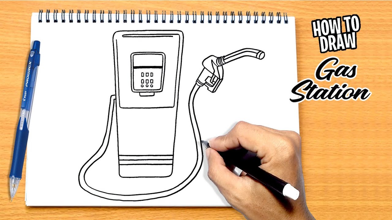 How to draw gas station