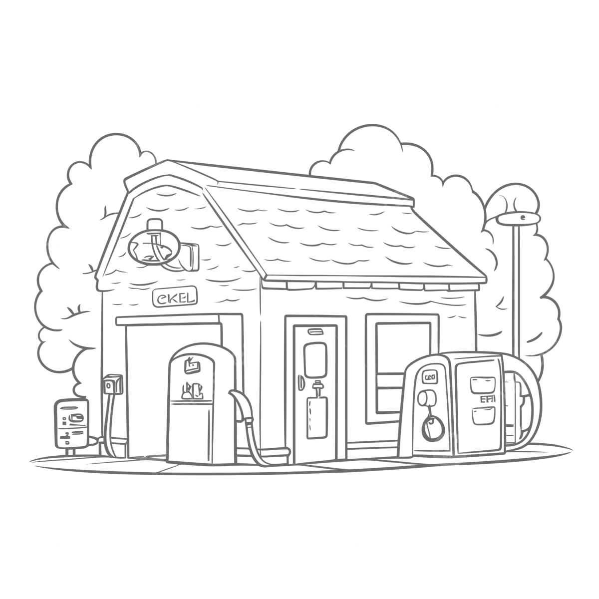 Coloring page for kids with a gas station outline sketch drawing vector wing drawing ring drawing kid drawing png and vector with transparent background for free download