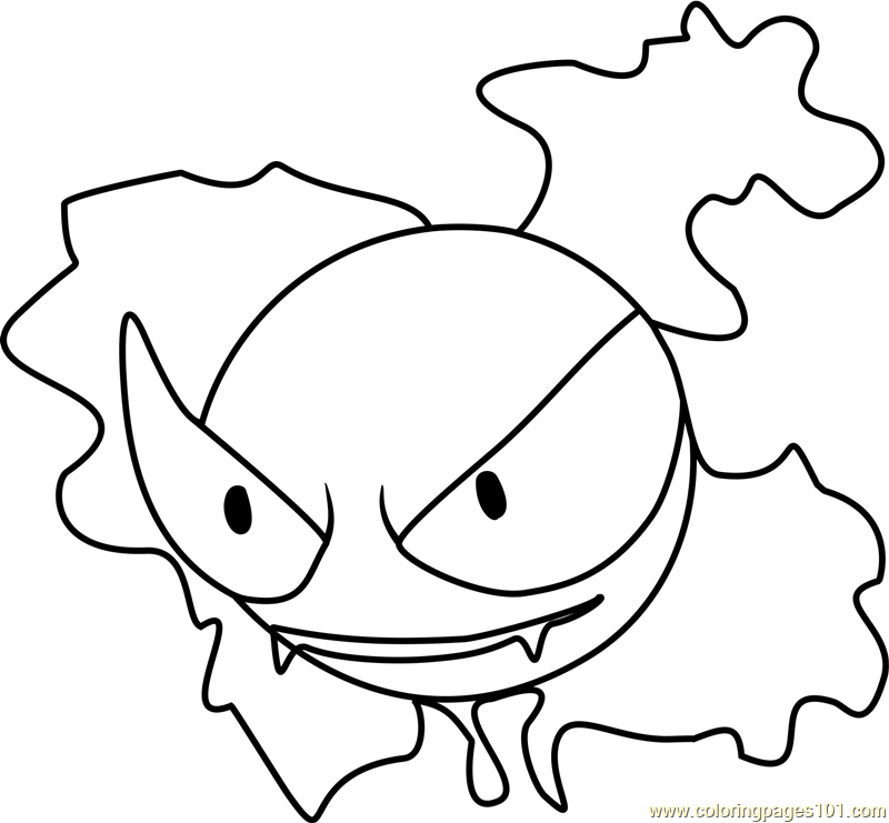 Gastly pokemon go coloring page for kids