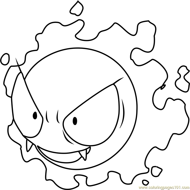 Gastly pokemon coloring page for kids