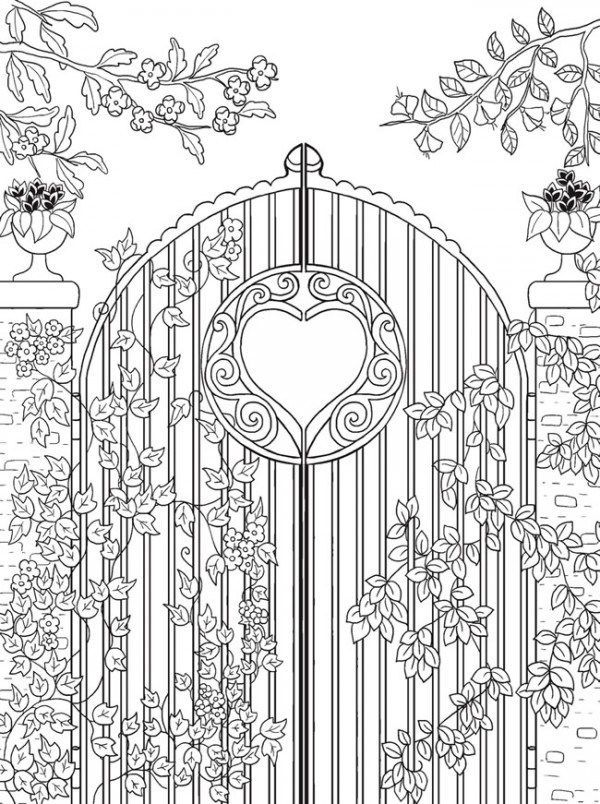 Freebie garden gate coloring page coloring pages coloring pages for grown ups adult coloring pages