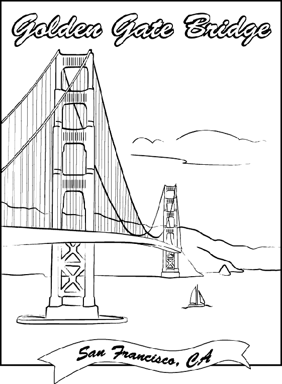 Golden gate bridge coloring page