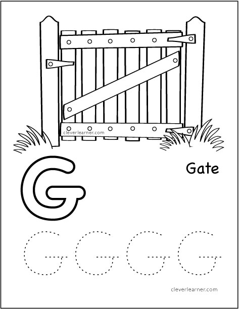 Letter g writing and coloring sheet