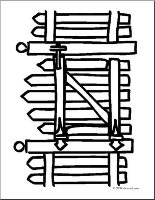 Clip art basic words gate coloring page i