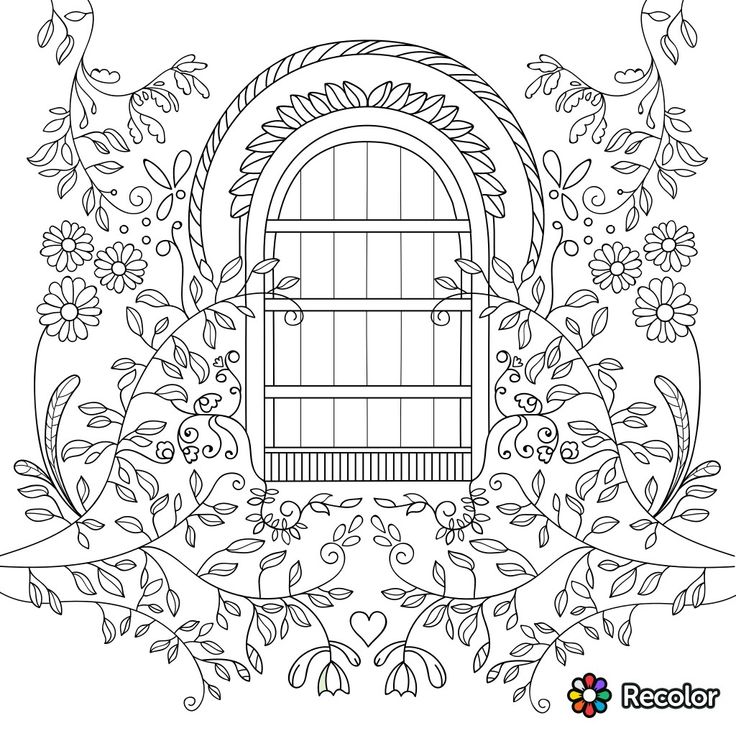 Garden gate coloring page for adults coloring pages coloring books garden coloring pages
