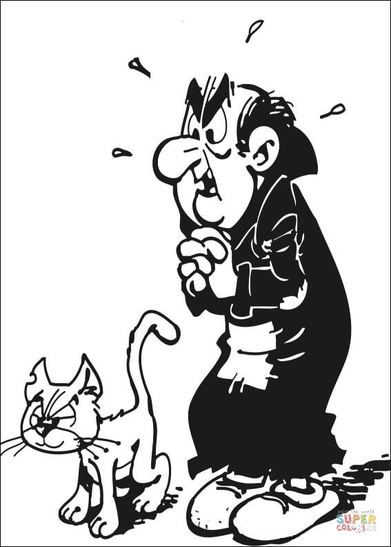 Gargamel and cat azrael coloring page free printable coloring pages