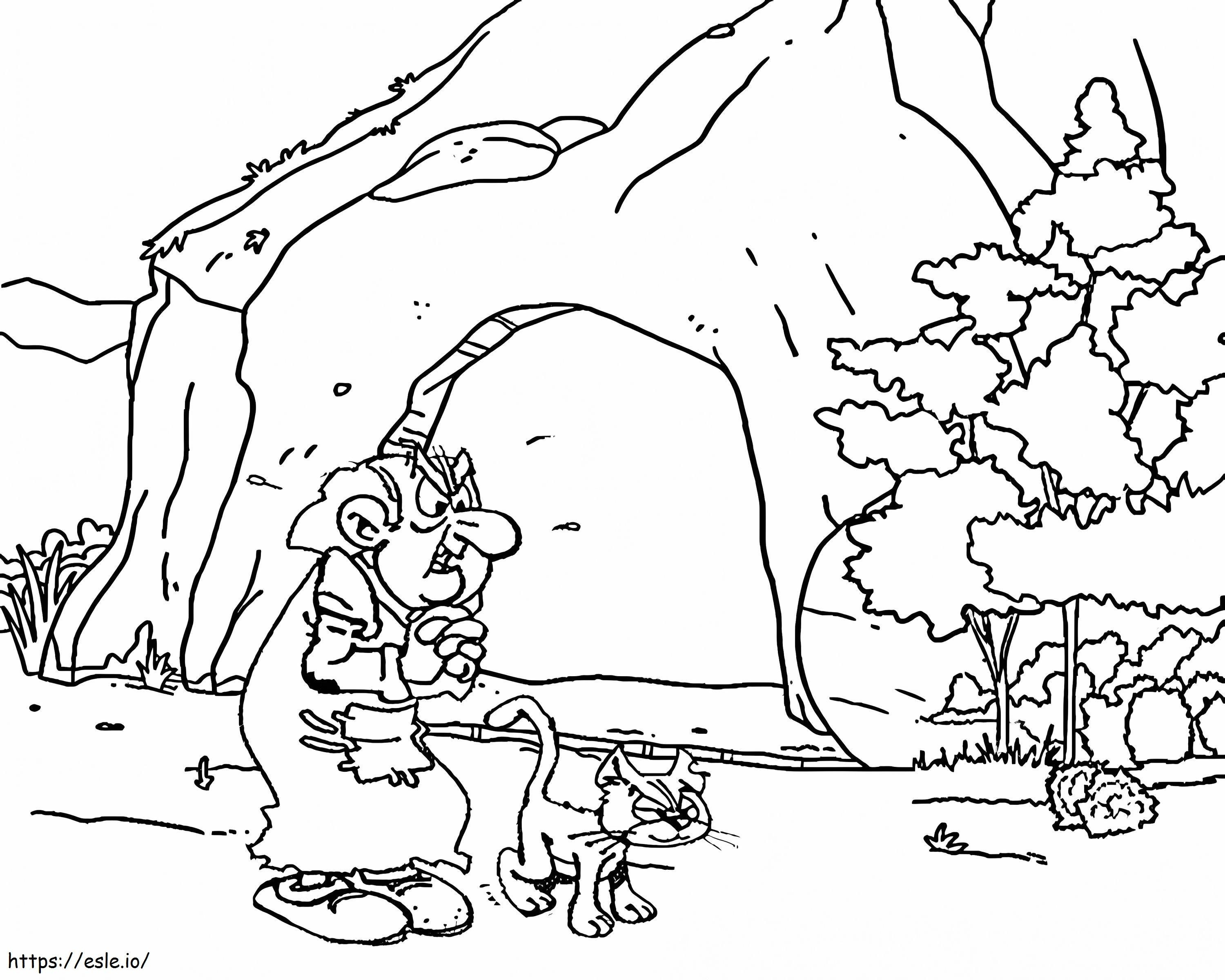 Gargamel and cat coloring page