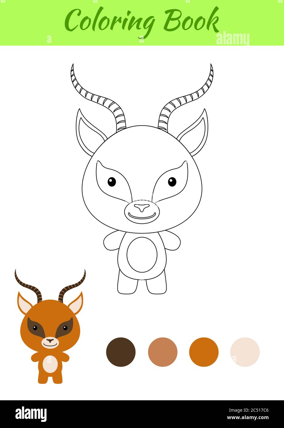 Coloring page happy little baby gazelle coloring book for kids educational activity for preschool years kids and toddlers with cute animal stock vector image art