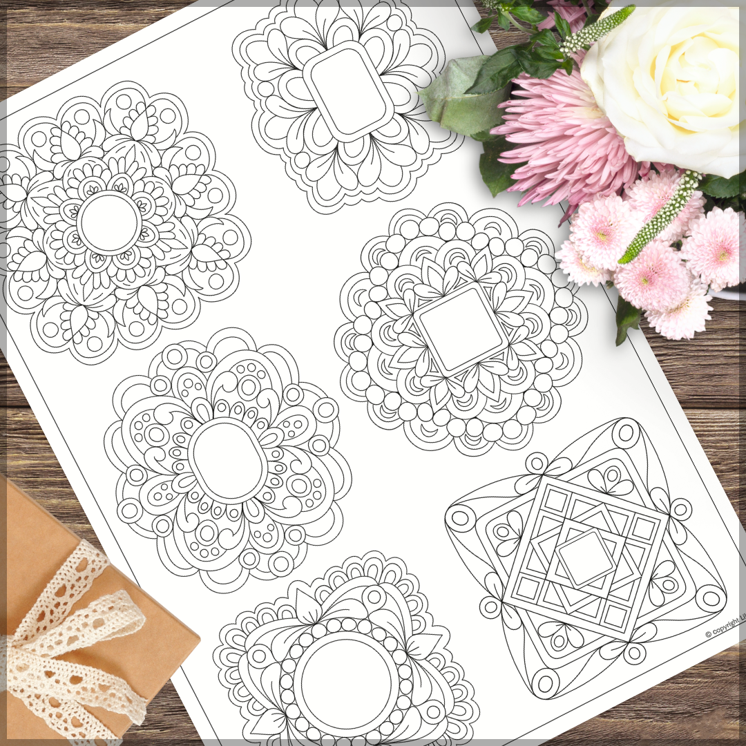 Free coloring page doodle gems practice sheet