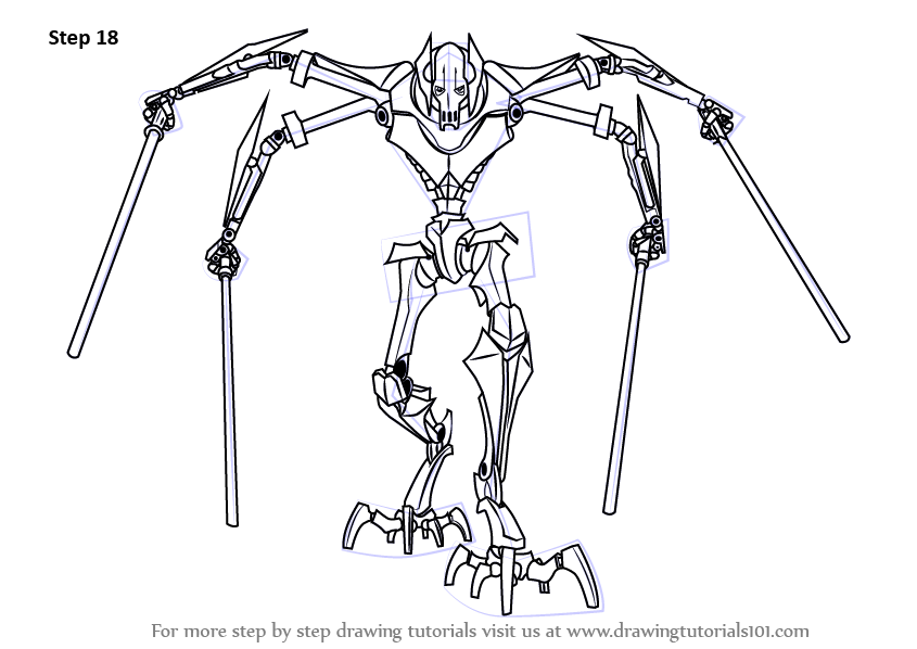 How to draw grievous from star wars star wars step by step