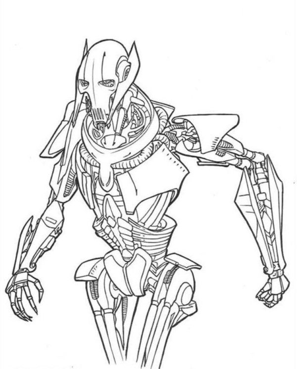 Black and white coloring pages star wars grievous