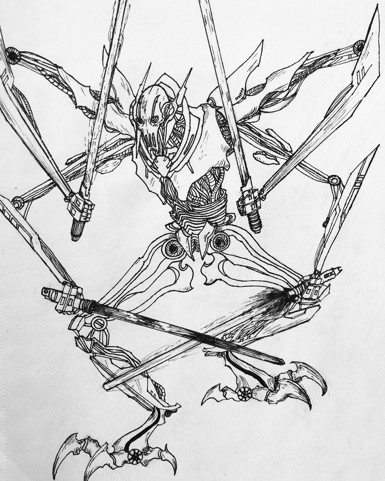 Ricardo nascimento on x general grievous a fan art of the infamous general grievous from the clone wars made with black fine point pen traditionalart traditional drawing drawingoftheday drawingsketch starwars clonewars generalgrievous