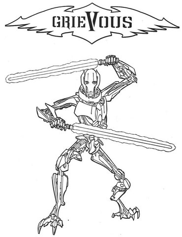 General grievous coloring page free printable coloring pages