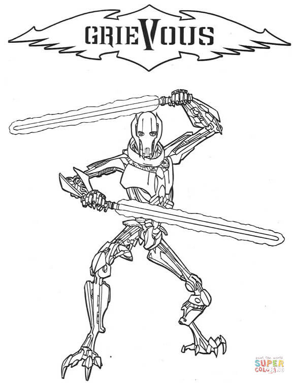 General grievous coloring page free printable coloring pages