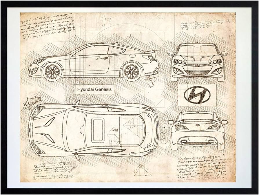 Dolanpaperco hyundai genesis coupe art print da vinci sketch