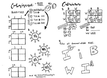 Genetics codominance blood types and more coloring sheet biology lesson plans biology experiments teacher favorite things