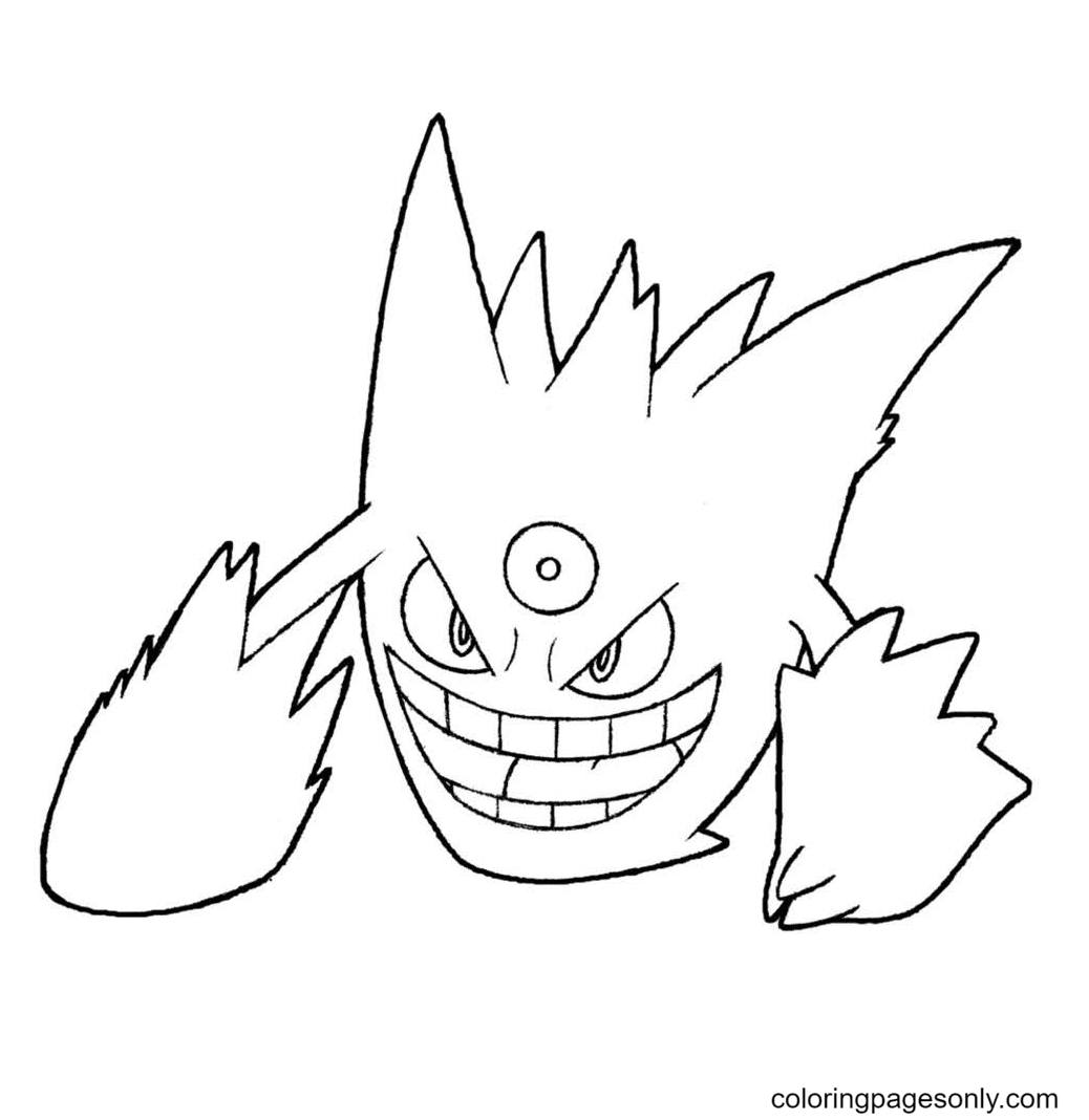 Gengar coloring pages printable for free download