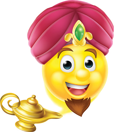 Genie magic lamp emoji stock vector royalty