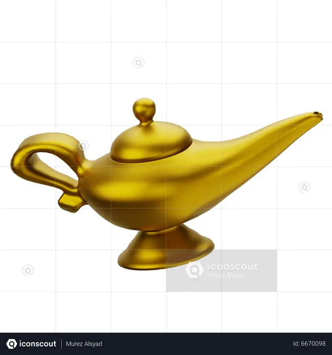 Aladdin lamp d icon download in png obj or blend format