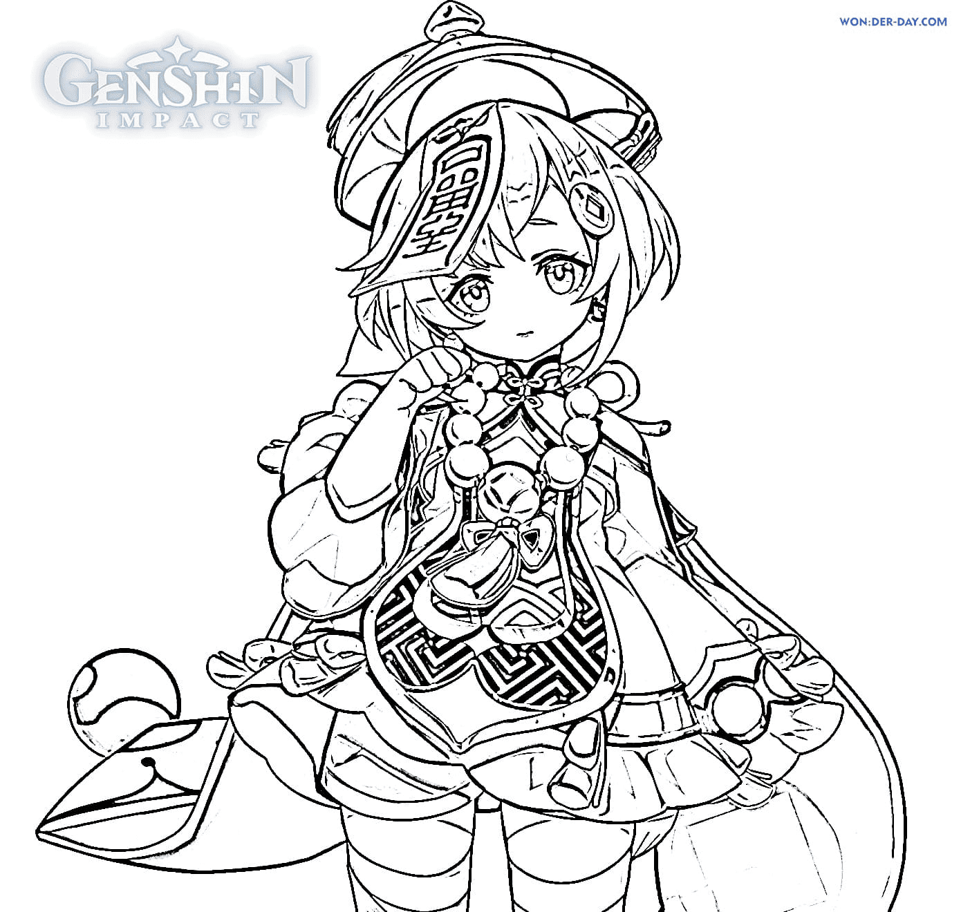 Genshin impact coloring pages printable for free download