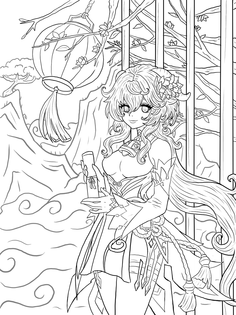 Genshin impact ganyu coloring page