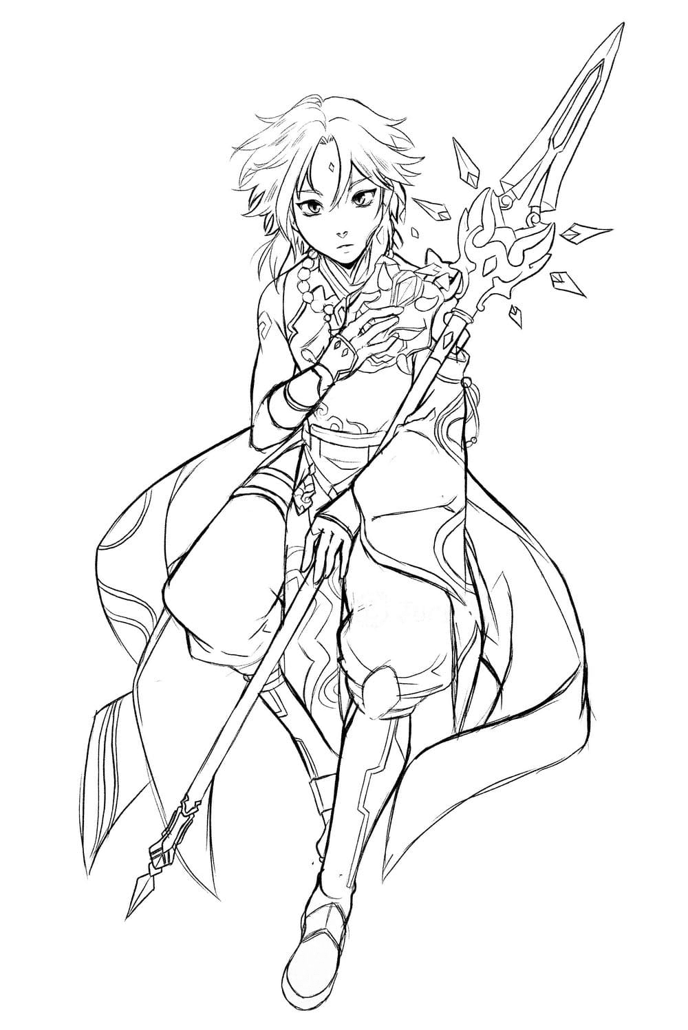 Genshin impact coloring pages printable for free download