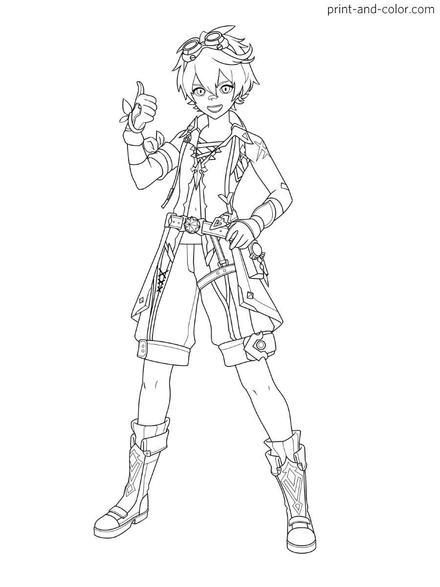 Genshin impact coloring pages print and color