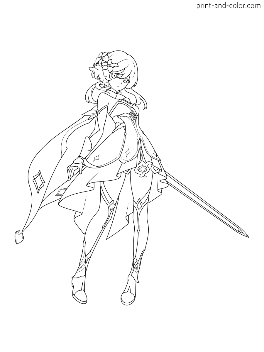 Genshin impact coloring pages print and color