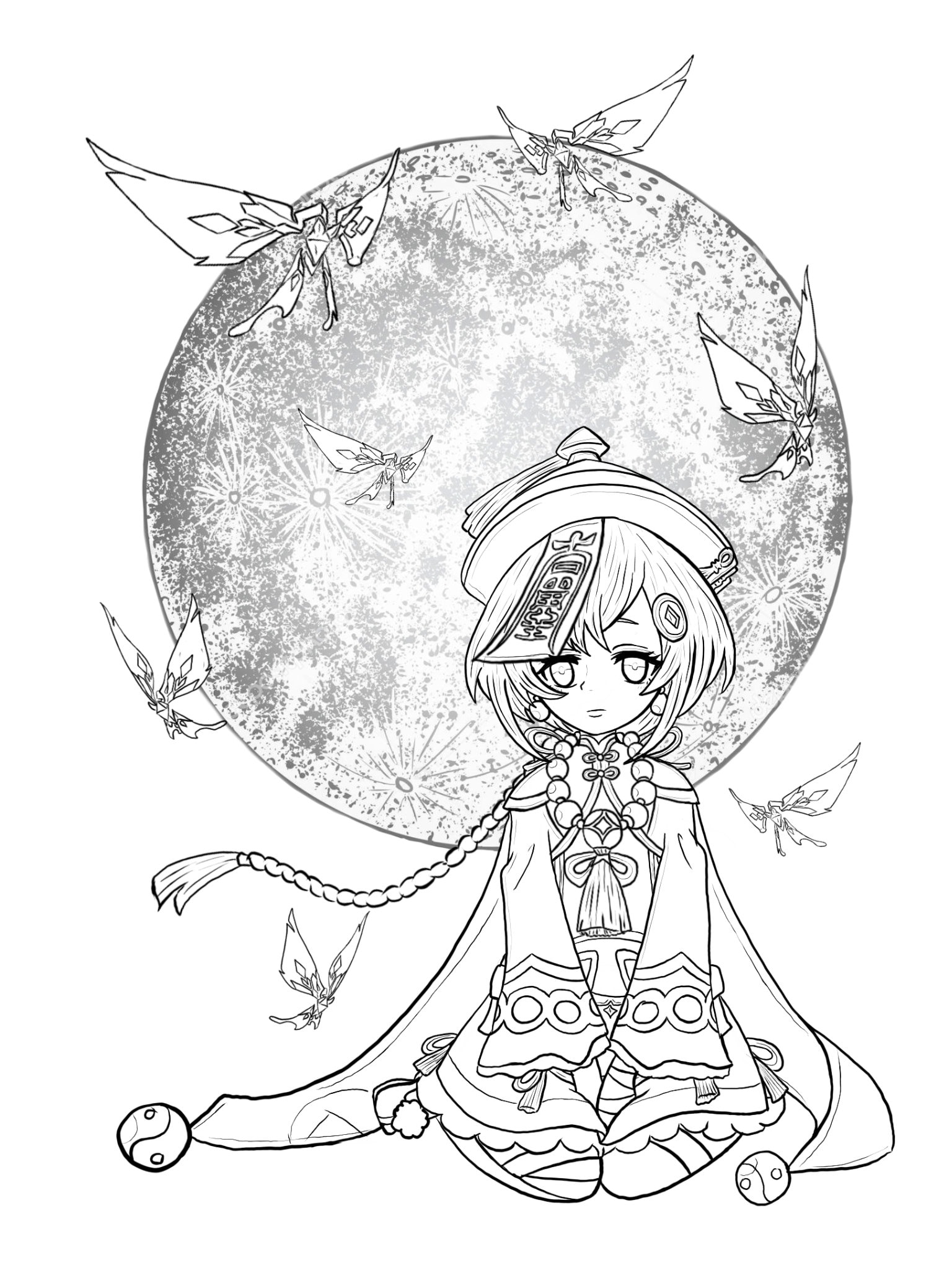 Genshin impact qiqi coloring page