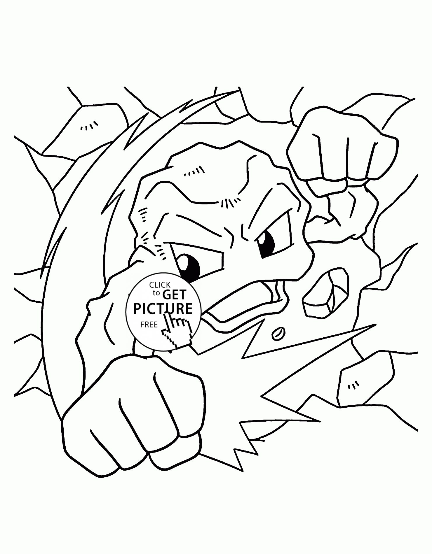 Pokemon geodude coloring pages for kids pokemon characters printables free