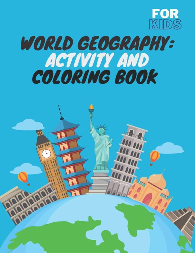 World geography activity and coloring book word search with solution for kids and world flags for kids and more idel geo books