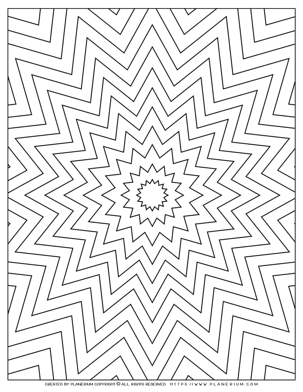 Nested star coloring page geometric design free printable