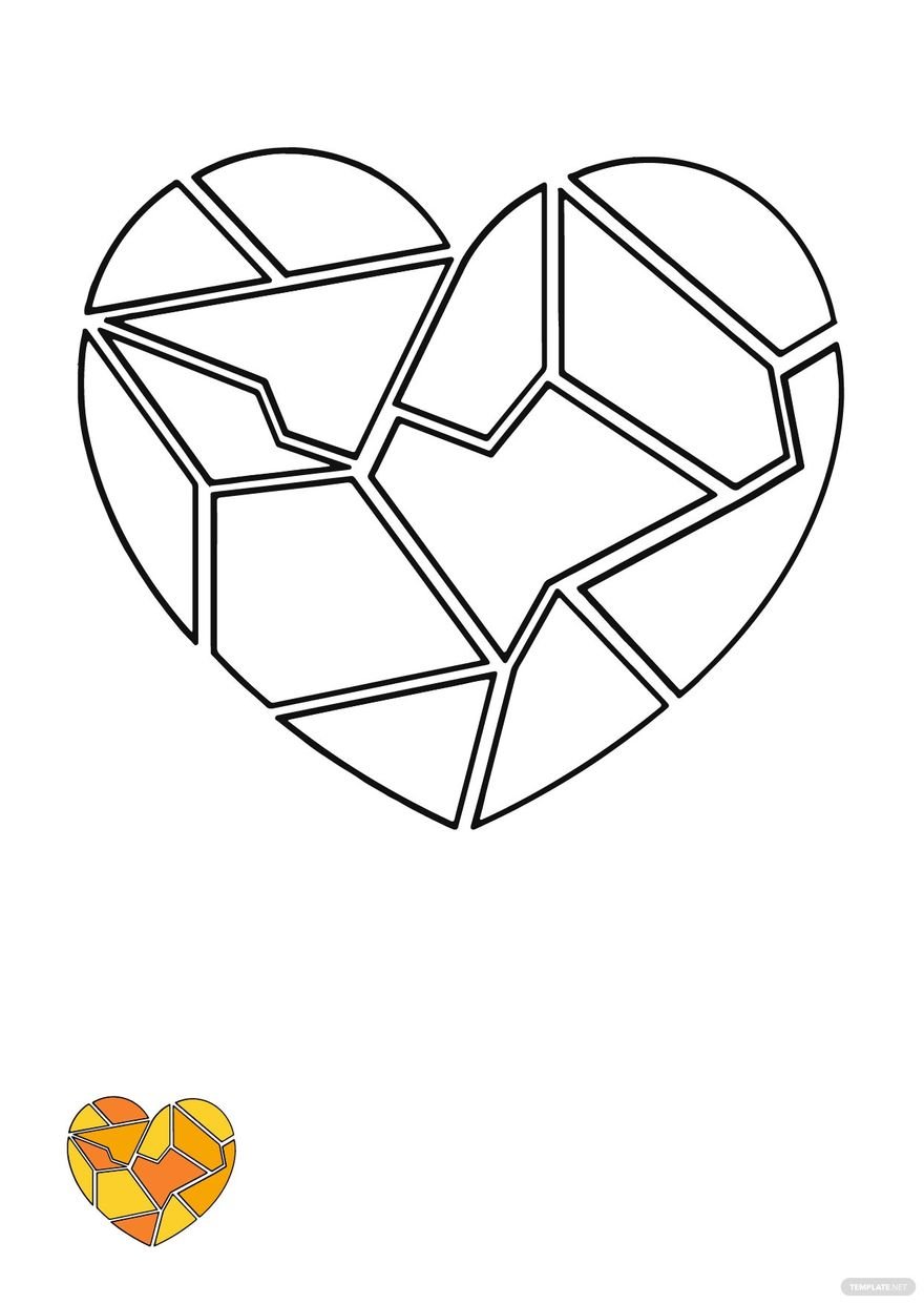 Free geometric heart coloring page