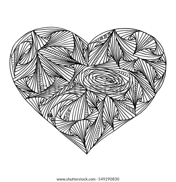 Abstract heart geometric pattern coloring book stock vector royalty free